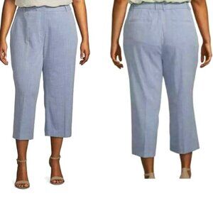 Worthington NEW Plus Size 16W High Waist Wide Leg Women's Capri Crop Pants Blue
